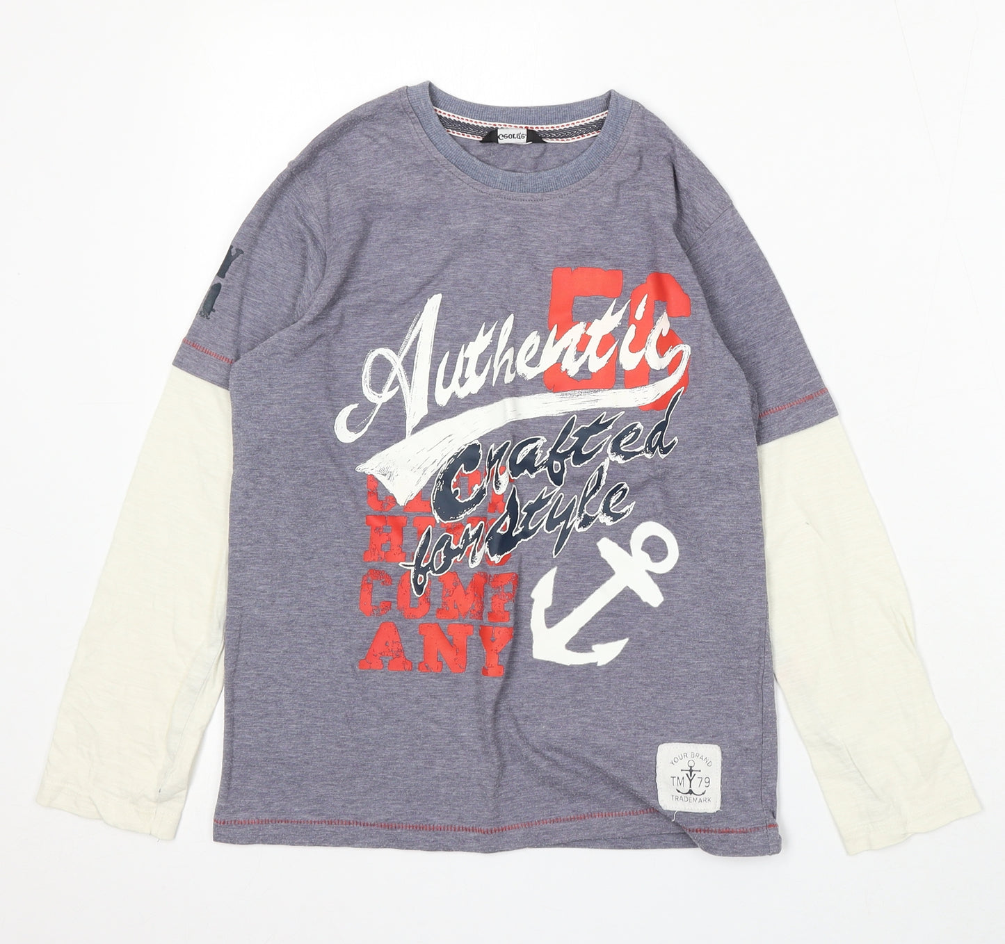 George Girls Blue Cotton Basic T-Shirt Size 9-10 Years Round Neck - Authentic Crafted for Style