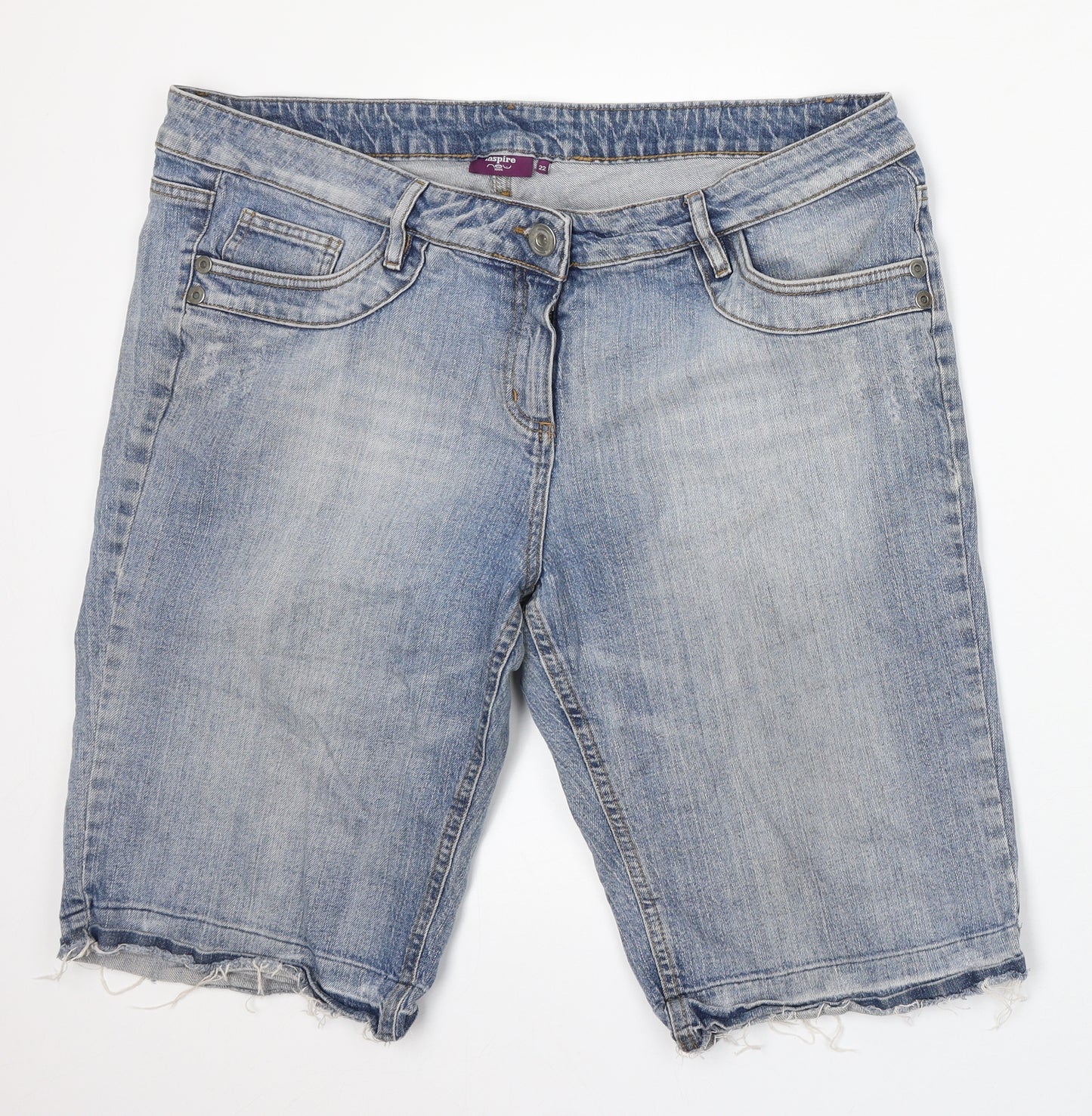 Inspire Womens Blue Cotton Bermuda Shorts Size 22 L13 in Regular Button