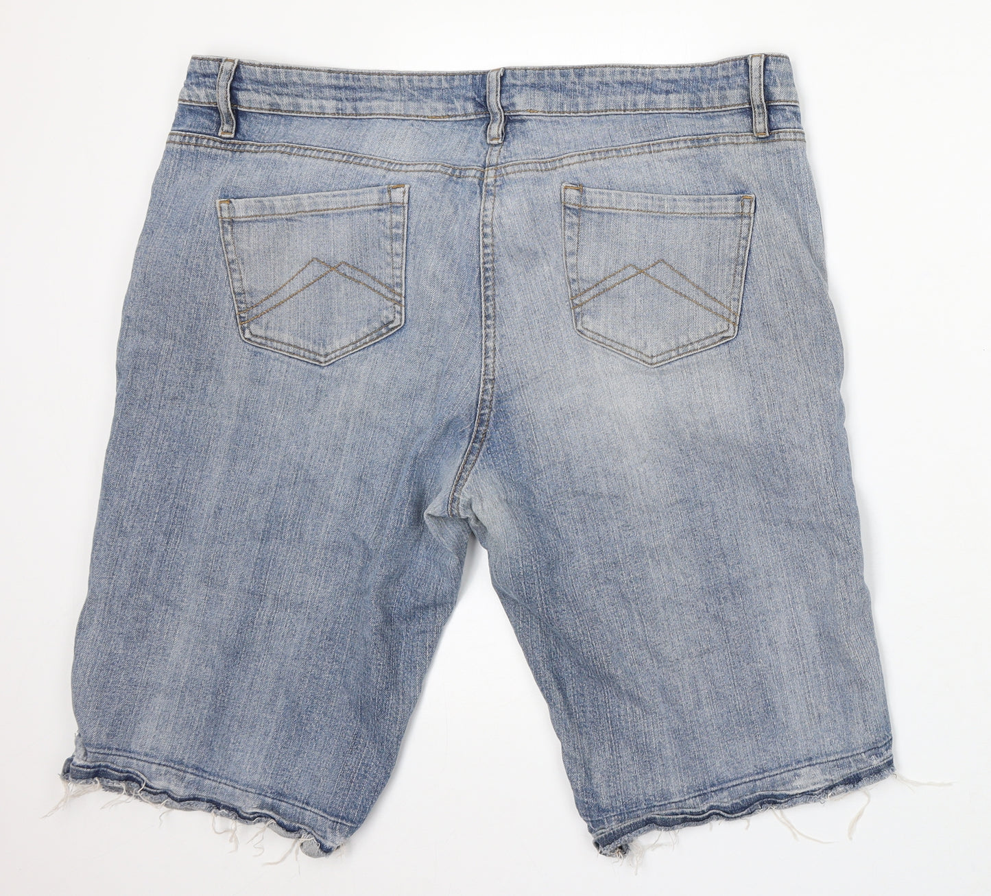 Inspire Womens Blue Cotton Bermuda Shorts Size 22 L13 in Regular Button