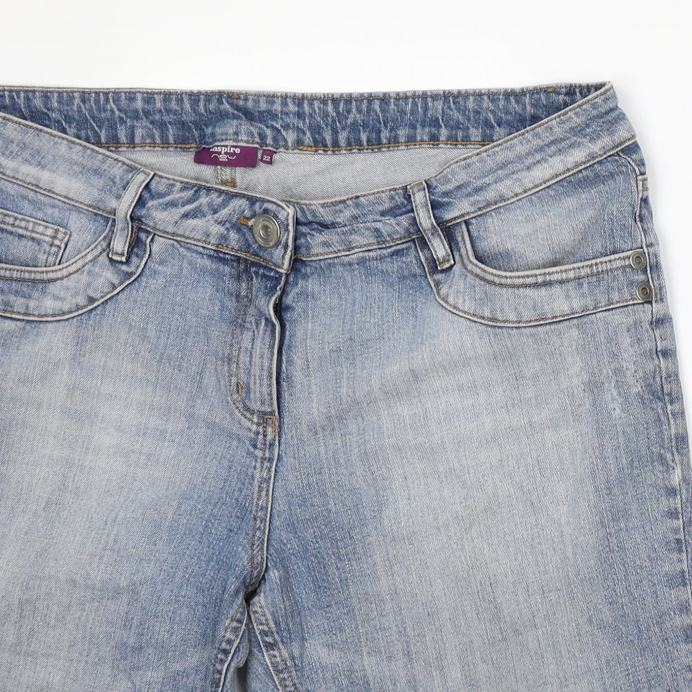 Inspire Womens Blue Cotton Bermuda Shorts Size 22 L13 in Regular Button