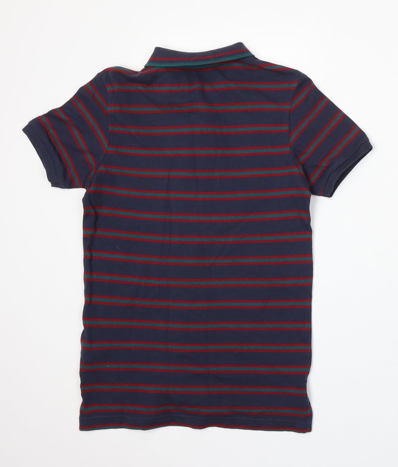 US Polo Assn. Boys Blue Striped Cotton Basic Polo Size 8-9 Years Collared Button