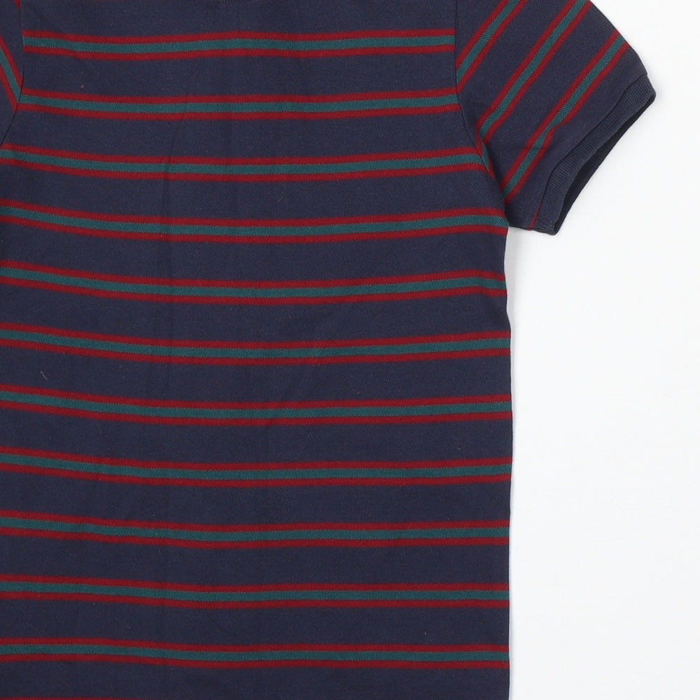 US Polo Assn. Boys Blue Striped Cotton Basic Polo Size 8-9 Years Collared Button