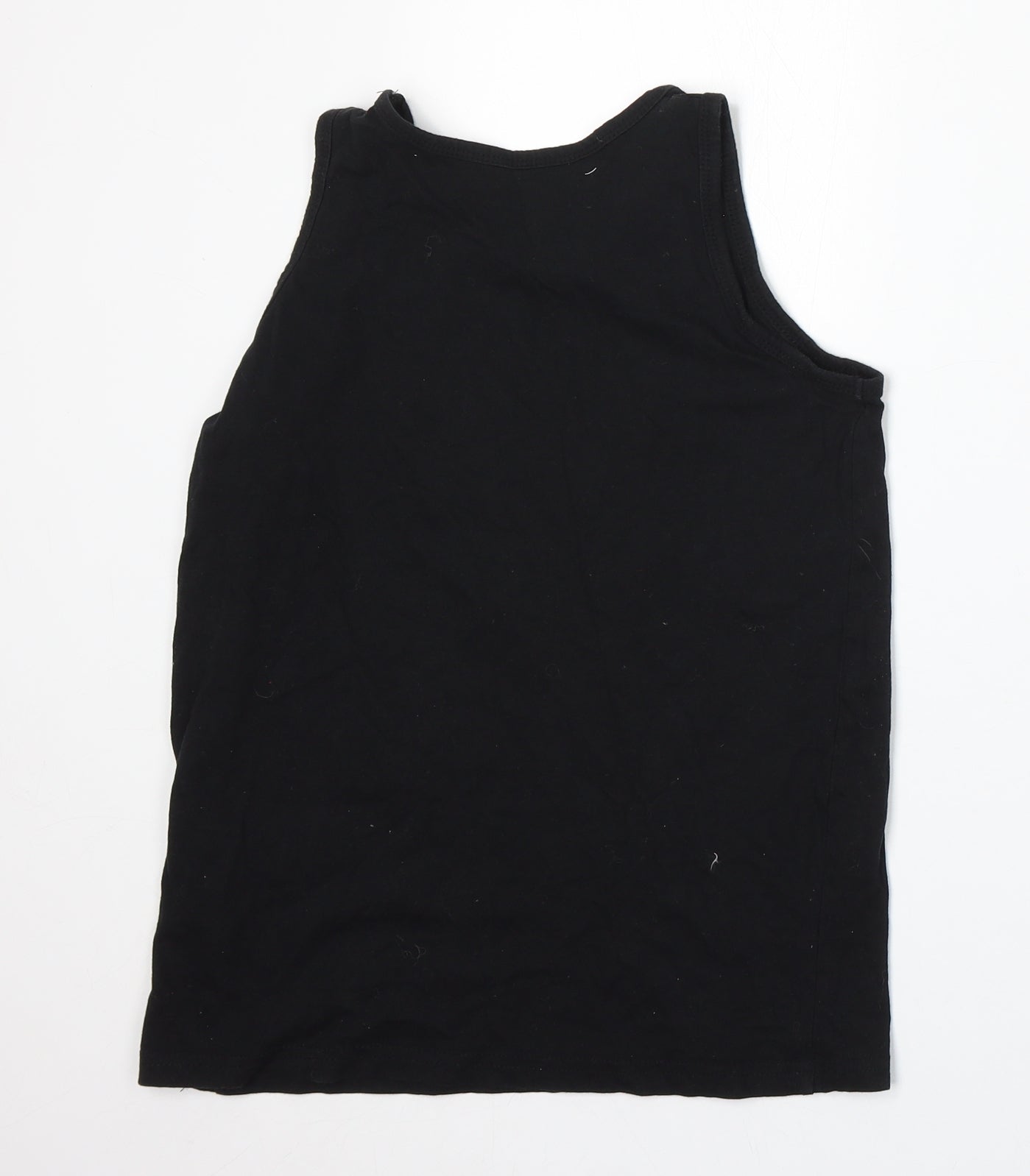Primark Boys Black Cotton Basic Tank Size 11-12 Years Round Neck - Tropical Resort