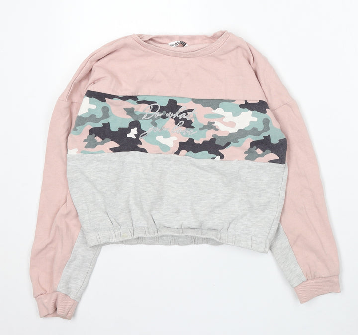 Pep&Co Girls Pink Camouflage Cotton Pullover Sweatshirt Size 11-12 Years Pullover - Do What You Love