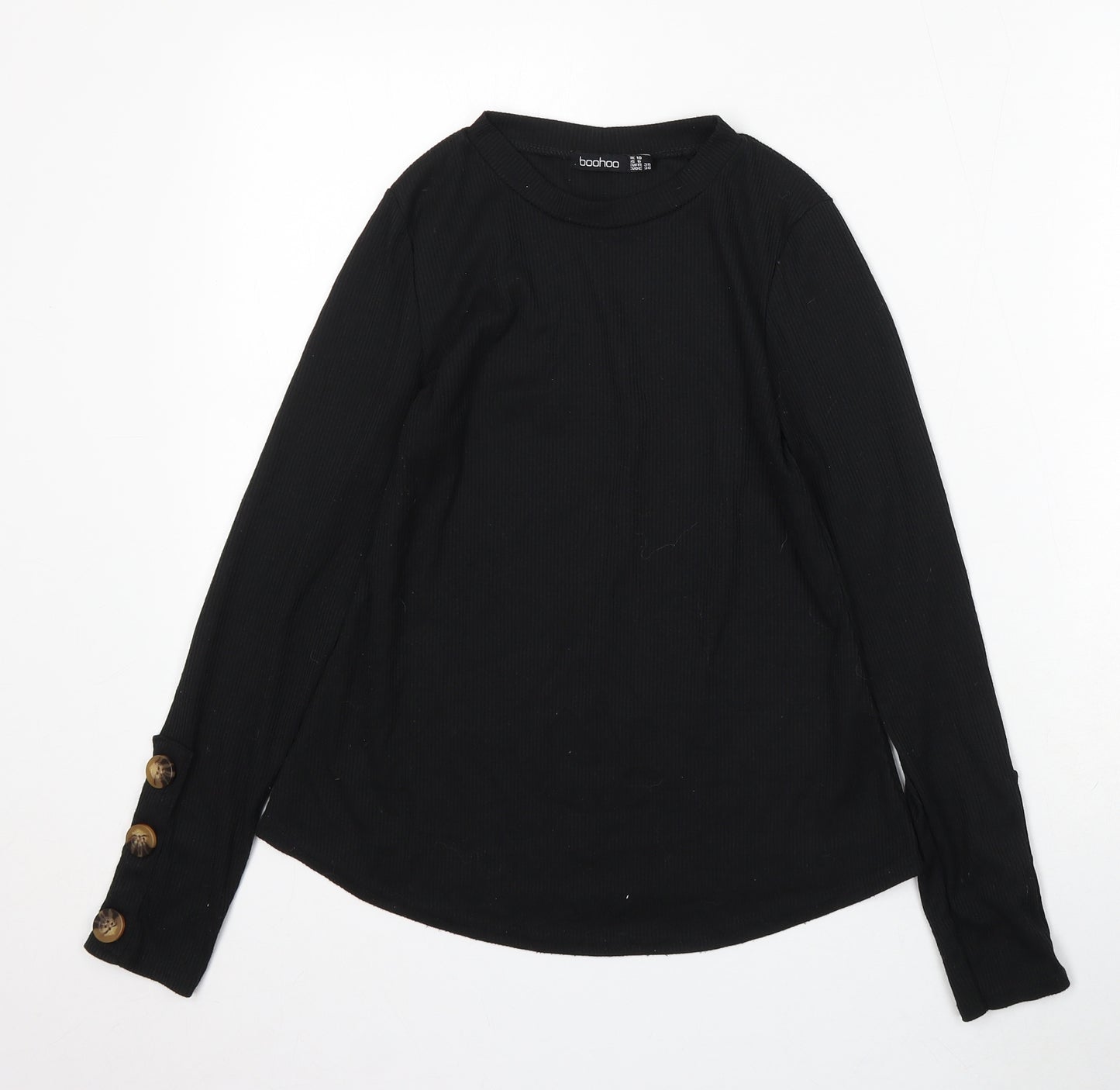 Boohoo Womens Black Round Neck Polyester Pullover Jumper Size 10