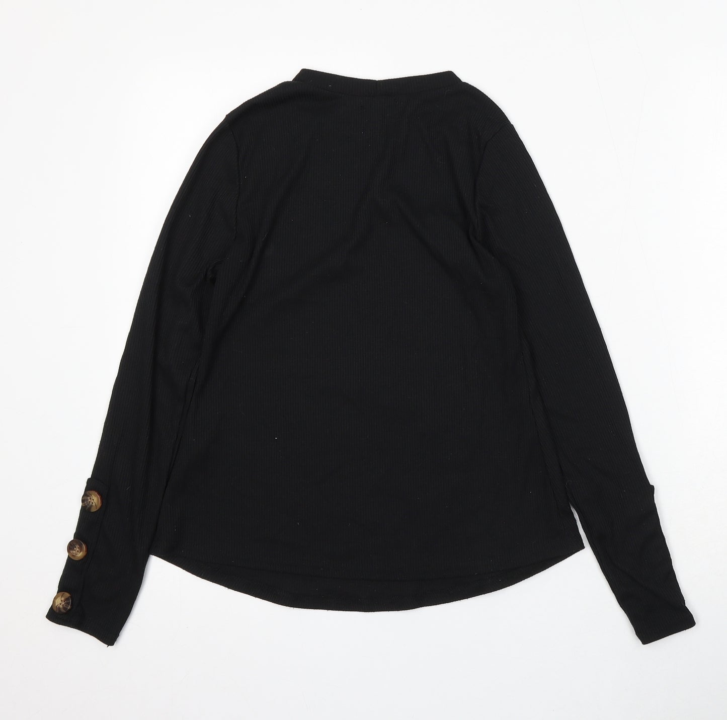 Boohoo Womens Black Round Neck Polyester Pullover Jumper Size 10