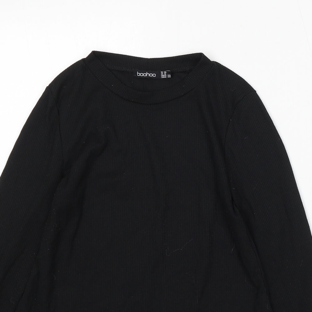 Boohoo Womens Black Round Neck Polyester Pullover Jumper Size 10