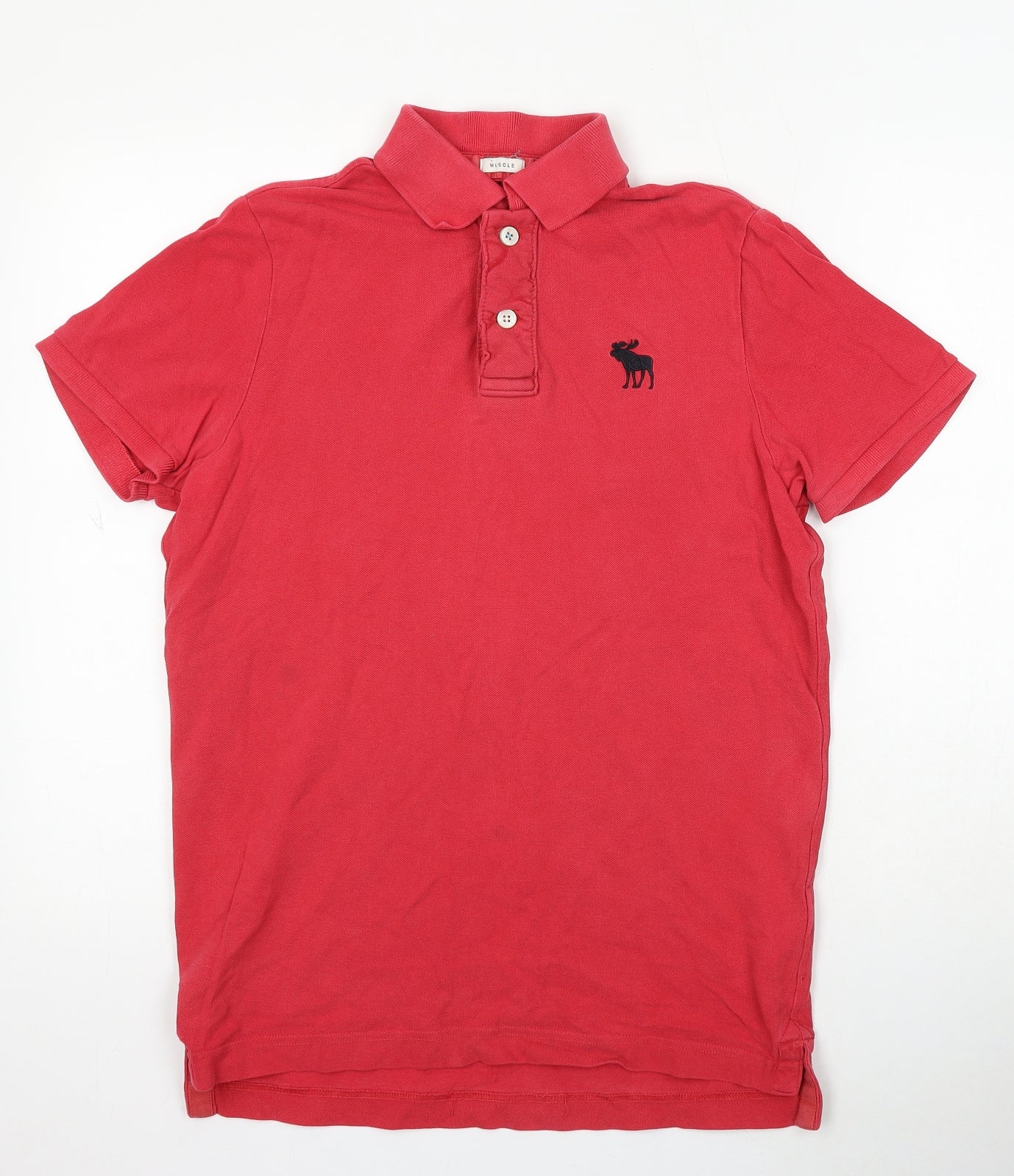 Abercrombie & Fitch Mens Red Cotton Polo Size L Collared Button