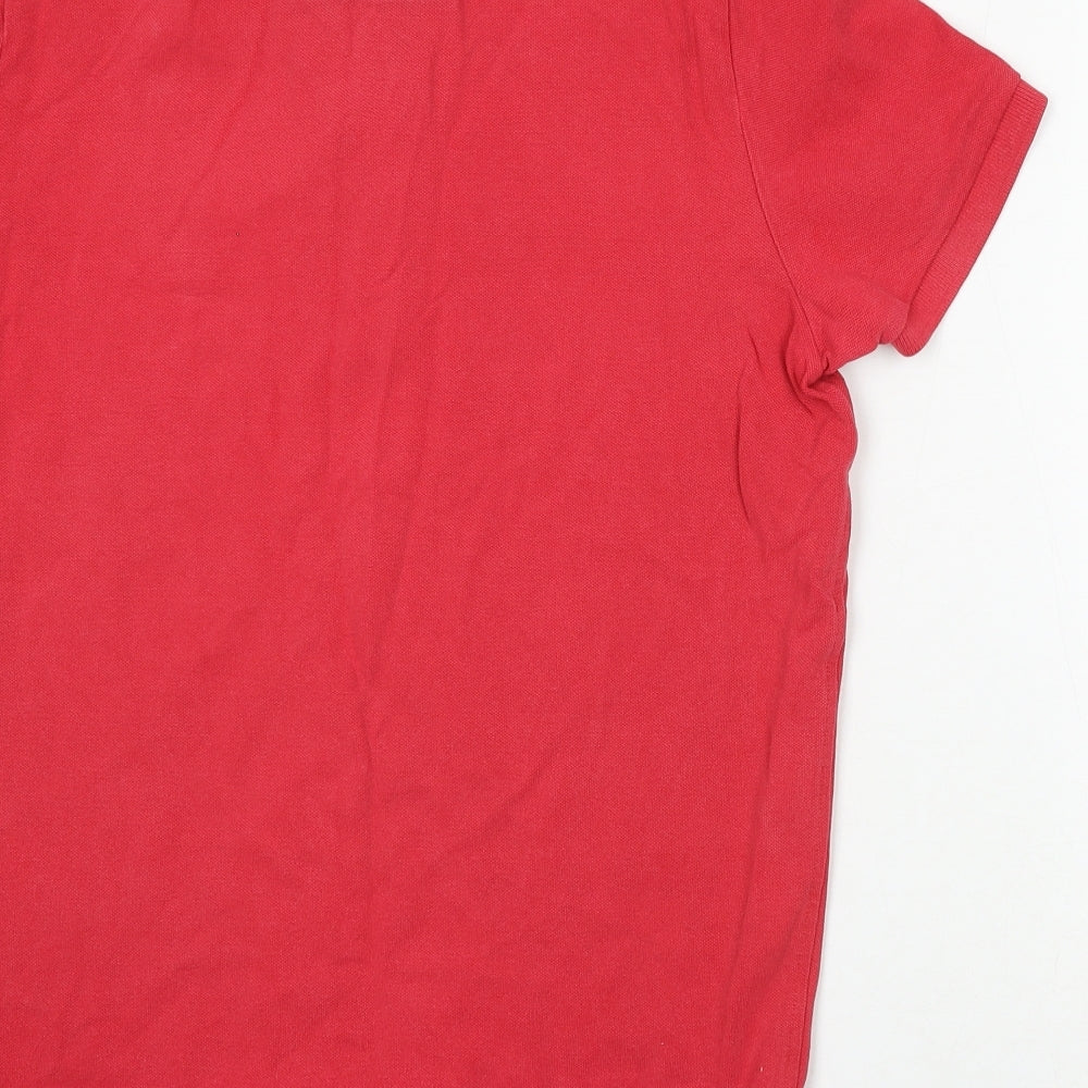 Abercrombie & Fitch Mens Red Cotton Polo Size L Collared Button