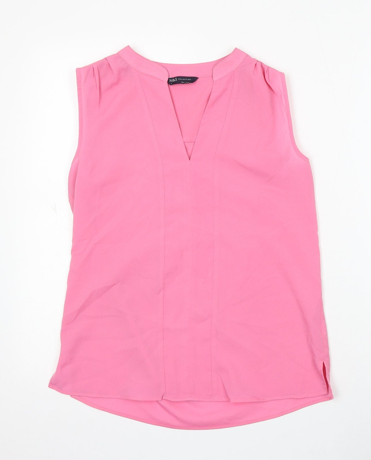 Marks and Spencer Womens Pink Viscose Basic Tank Size 6 Round Neck