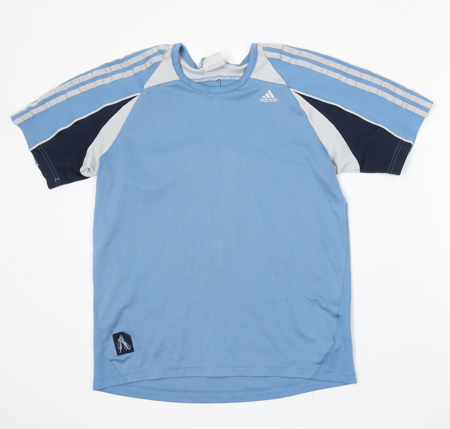 adidas Mens Blue Polyester T-Shirt Size S Round Neck