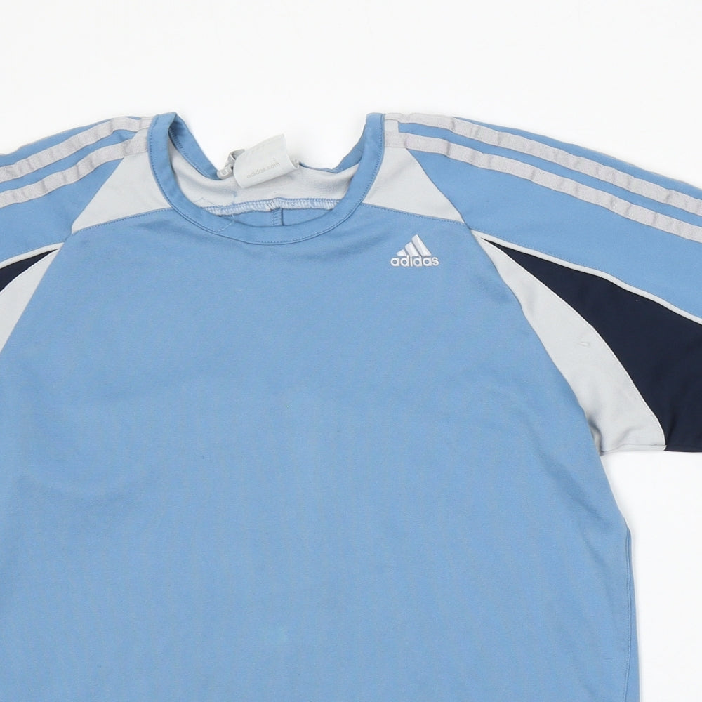 adidas Mens Blue Polyester T-Shirt Size S Round Neck