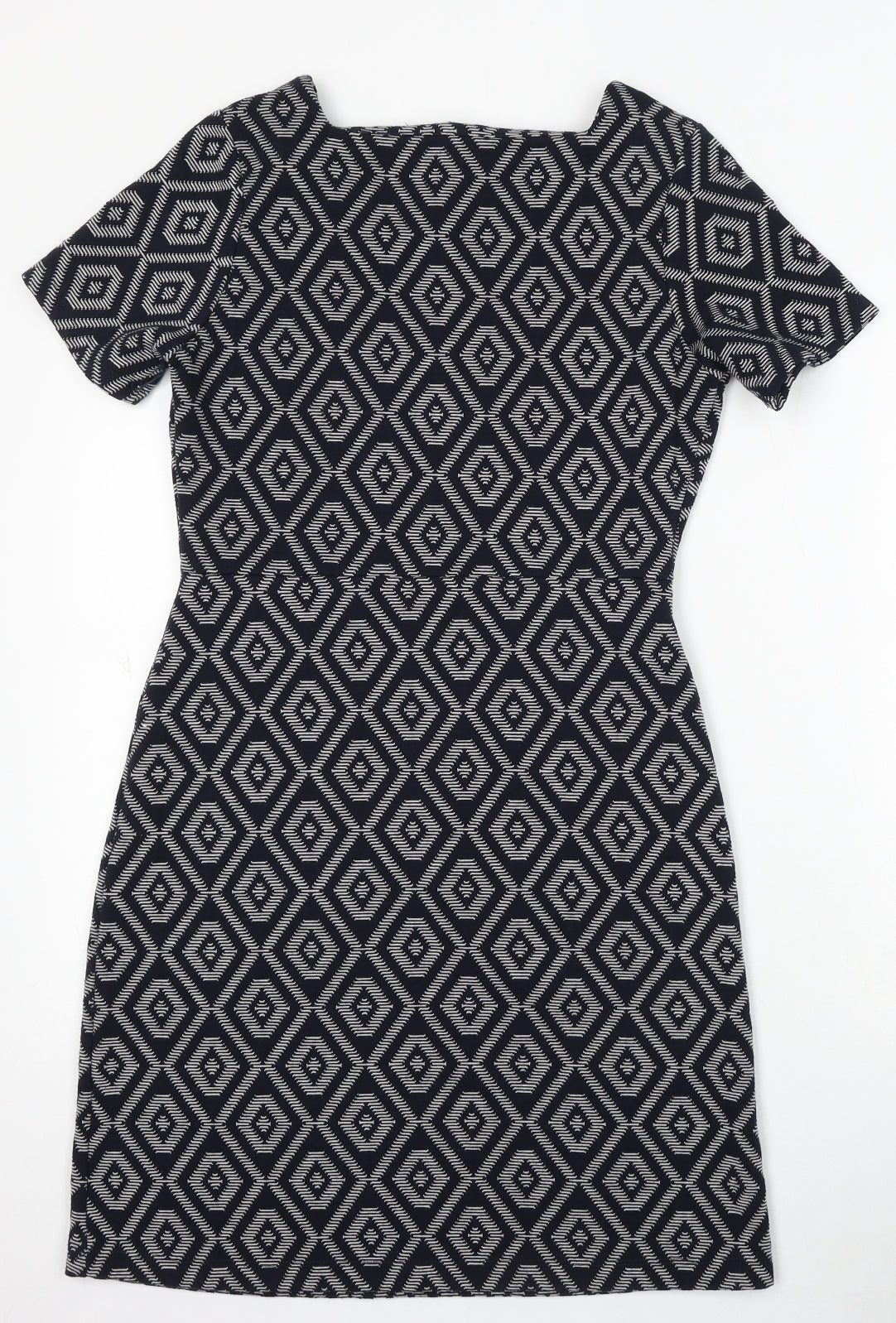NEXT Womens Blue Geometric Polyester Bodycon Size 10 Round Neck