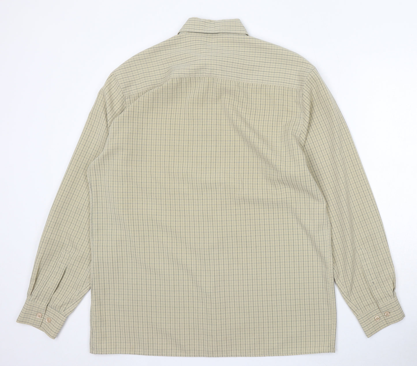 Thomas Nash Mens Beige Check Cotton Button-Up Size M Collared Button