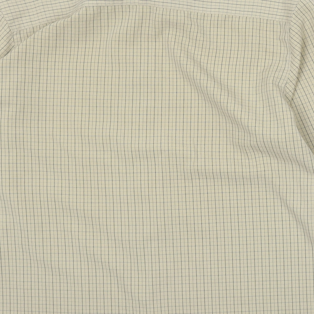 Thomas Nash Mens Beige Check Cotton Button-Up Size M Collared Button