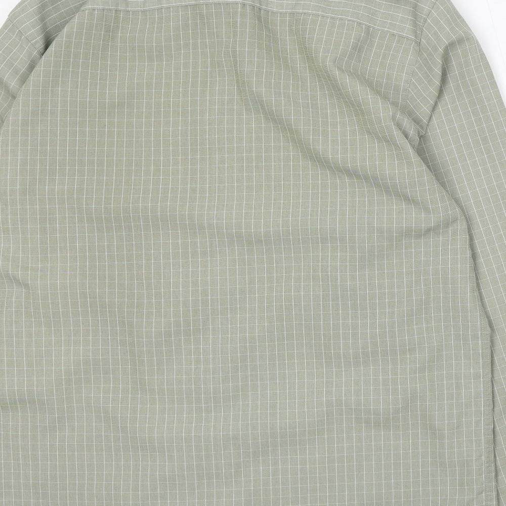 Thomas Nash Mens Green Check Cotton Button-Up Size M Collared Button