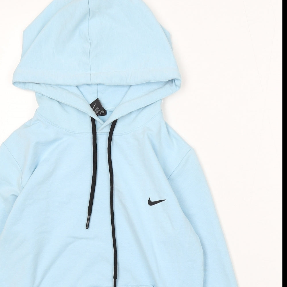 Nike Womens Blue Cotton Pullover Hoodie Size S Drawstring