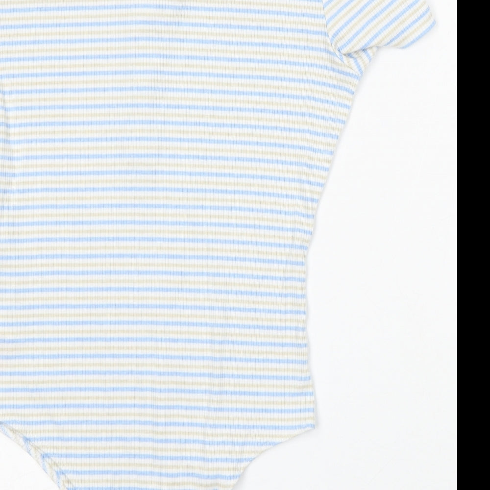 Primark Womens Blue Striped Cotton Bodysuit One-Piece Size 12 Snap