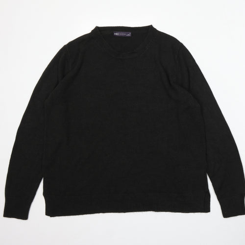 Marks and Spencer Womens Black Round Neck Acrylic Pullover Jumper Size 18