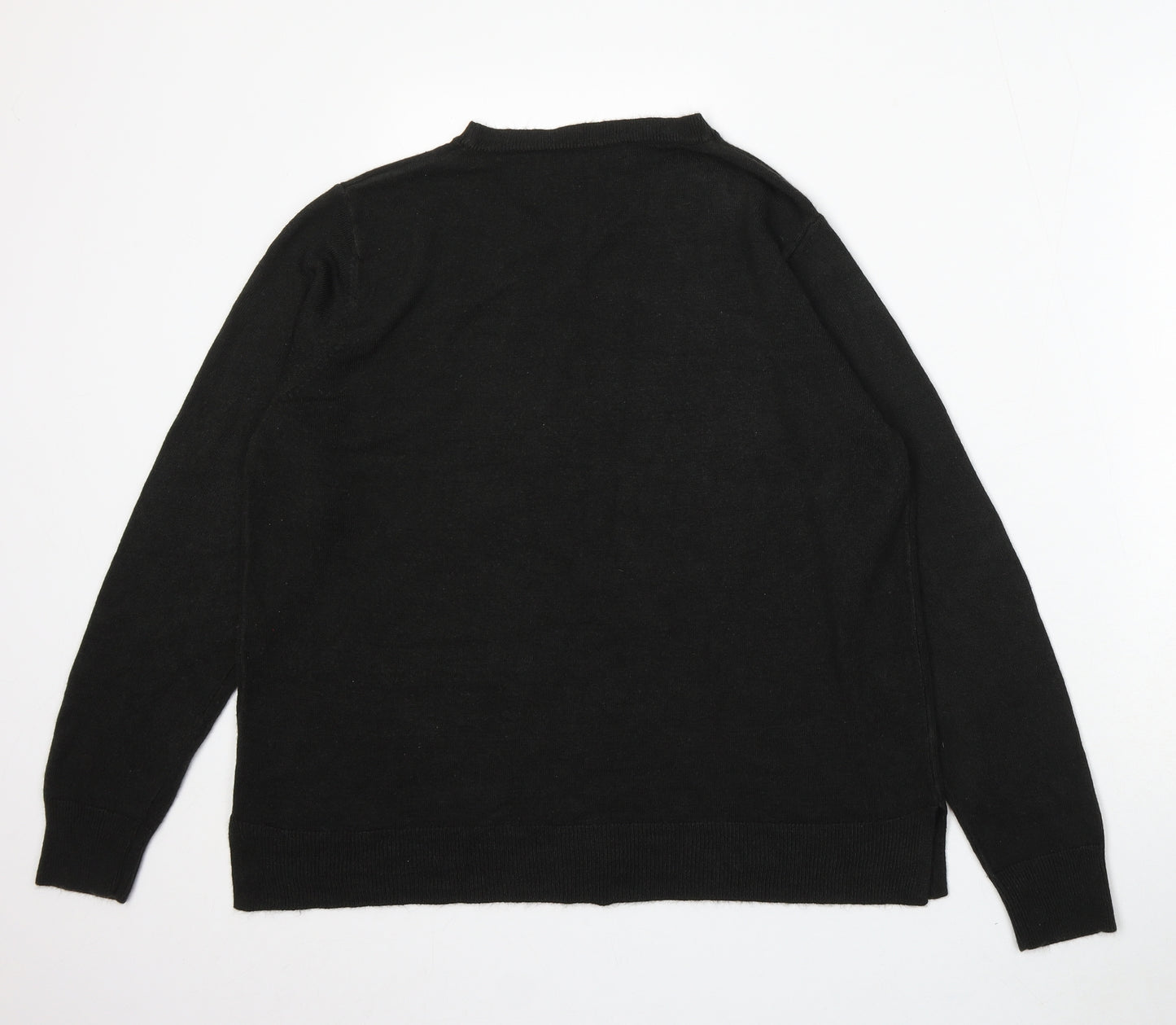 Marks and Spencer Womens Black Round Neck Acrylic Pullover Jumper Size 18