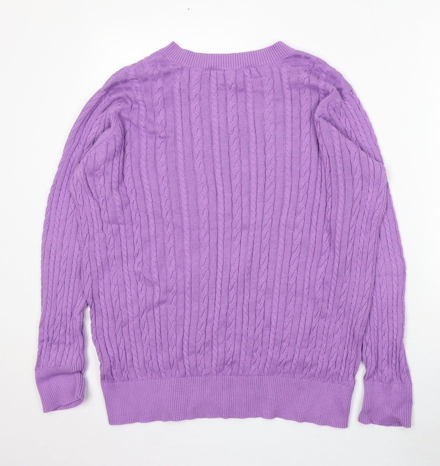 Ruth Langford Womens Purple V-Neck Acrylic Pullover Jumper Size L