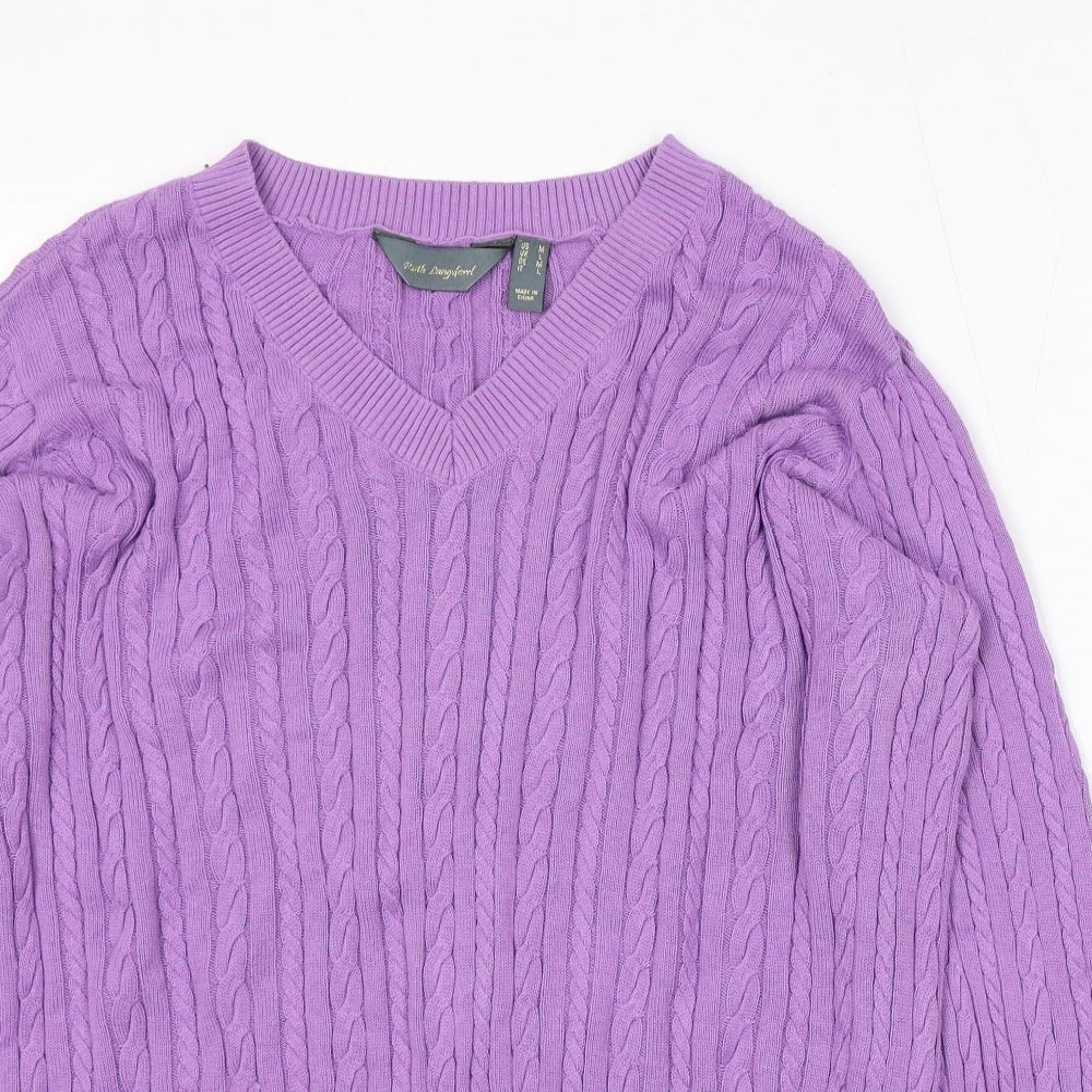 Ruth Langford Womens Purple V-Neck Acrylic Pullover Jumper Size L