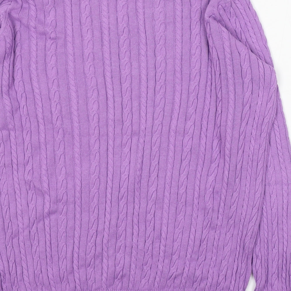 Ruth Langford Womens Purple V-Neck Acrylic Pullover Jumper Size L