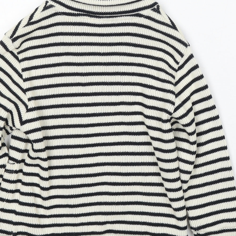 NEXT Boys White Collared Striped Acrylic Cardigan Jumper Size 2-3 Years Button