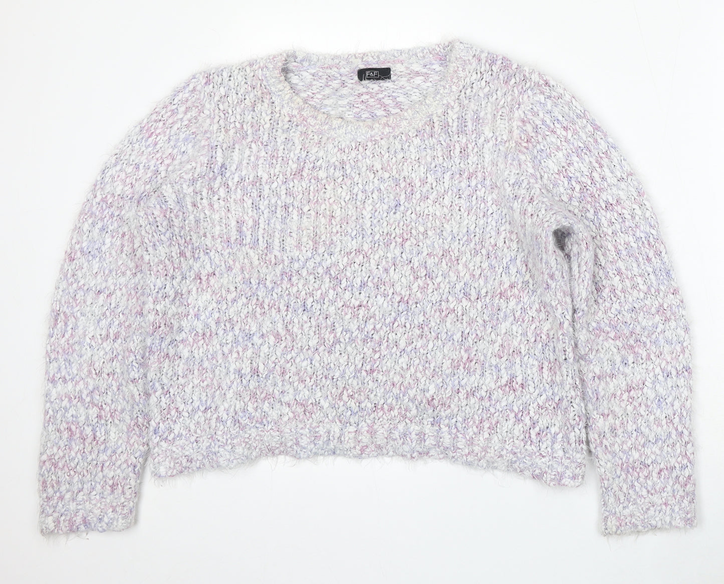F&F Womens Purple Round Neck Acrylic Pullover Jumper Size 16