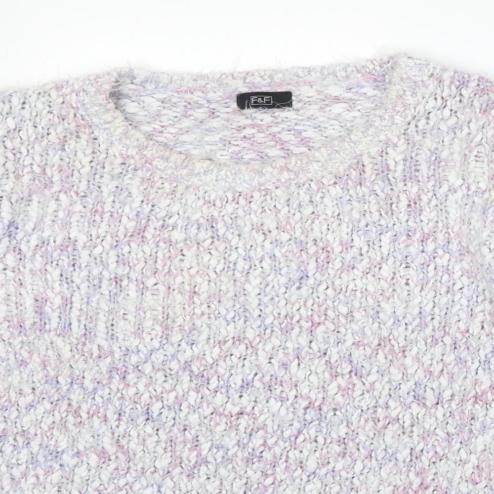 F&F Womens Purple Round Neck Acrylic Pullover Jumper Size 16