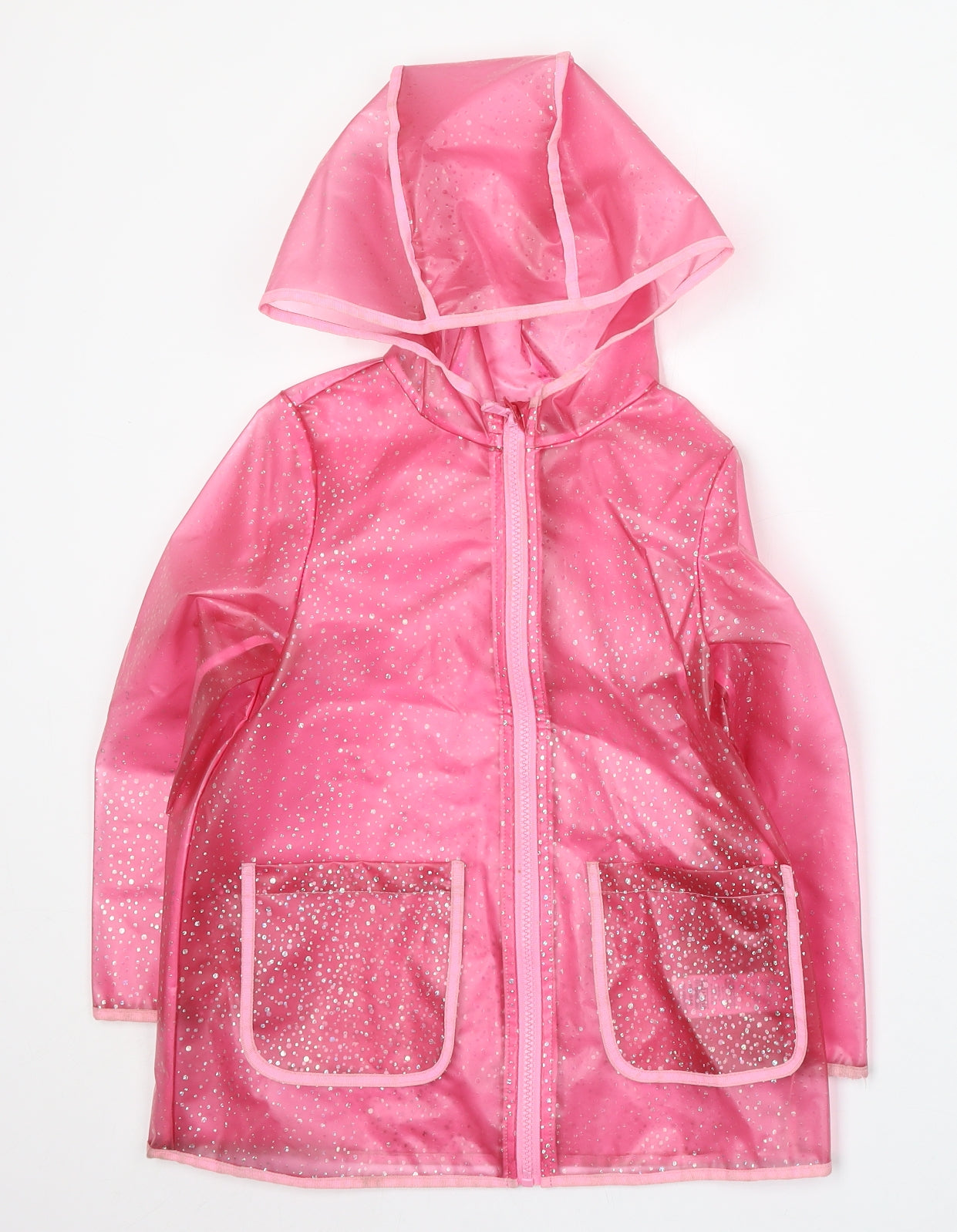 Marks and Spencer Girls Pink Rain Coat Coat Size 5-6 Years Zip