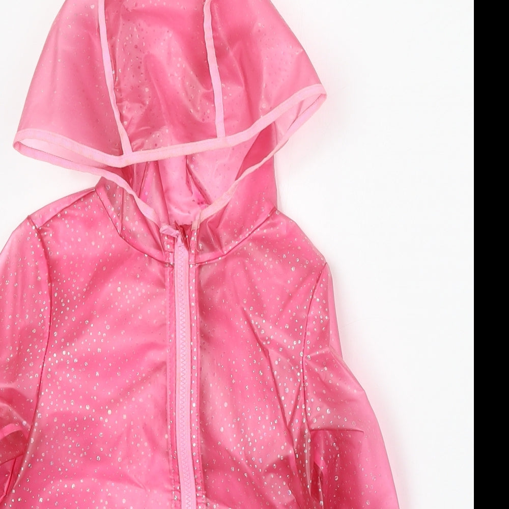Marks and Spencer Girls Pink Rain Coat Coat Size 5-6 Years Zip