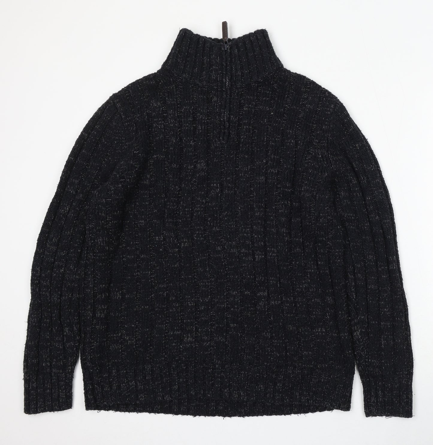 TU Mens Black Mock Neck Acrylic Pullover Jumper Size L
