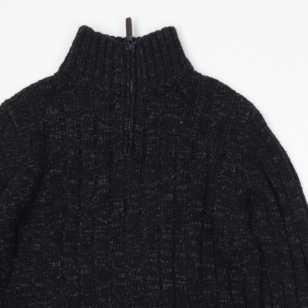 TU Mens Black Mock Neck Acrylic Pullover Jumper Size L