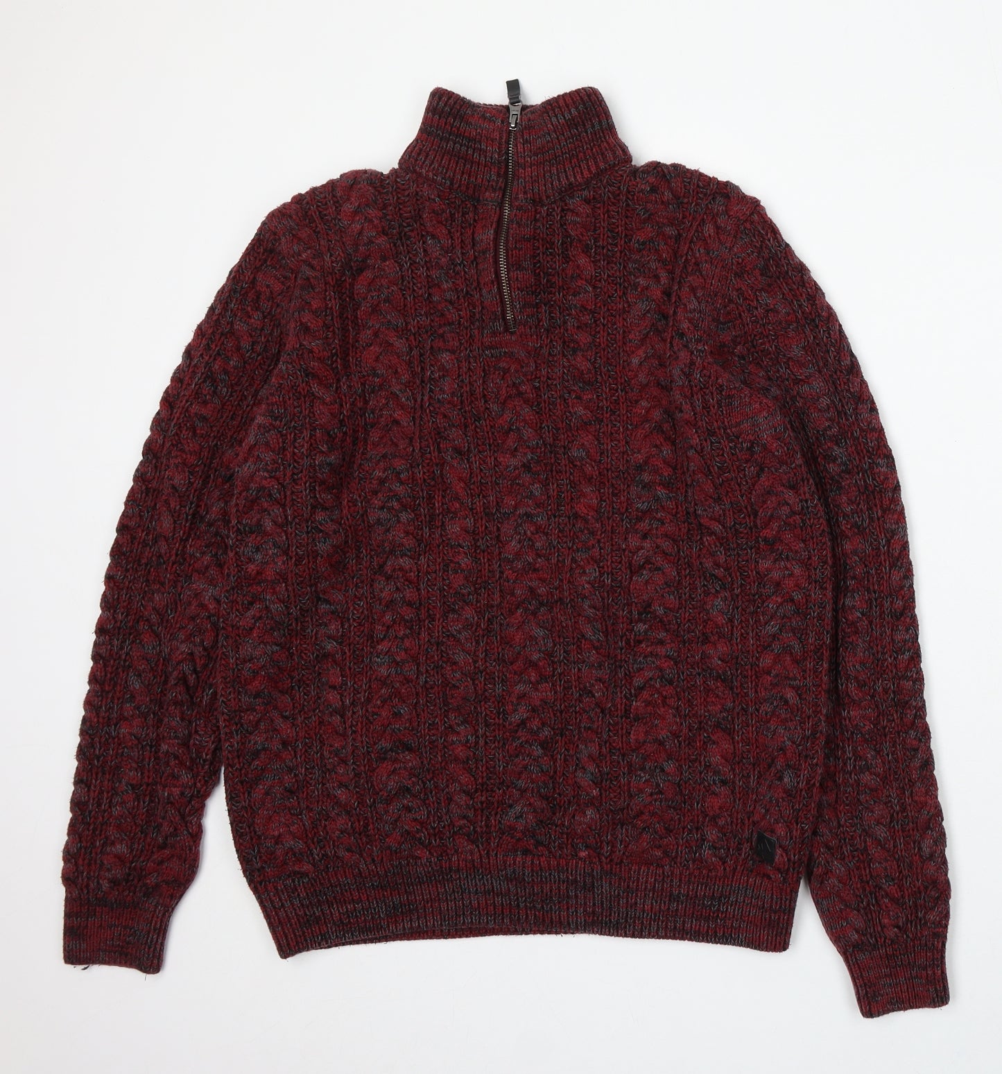 NEXT Mens Red Mock Neck Acrylic Pullover Jumper Size M
