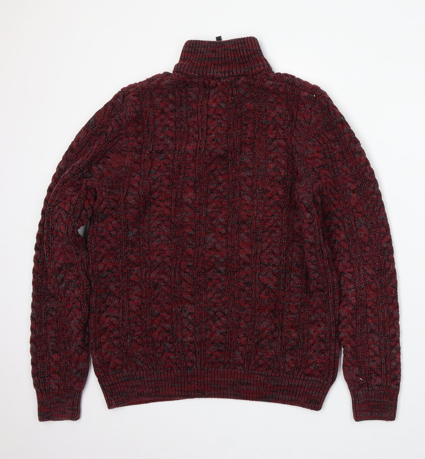 NEXT Mens Red Mock Neck Acrylic Pullover Jumper Size M