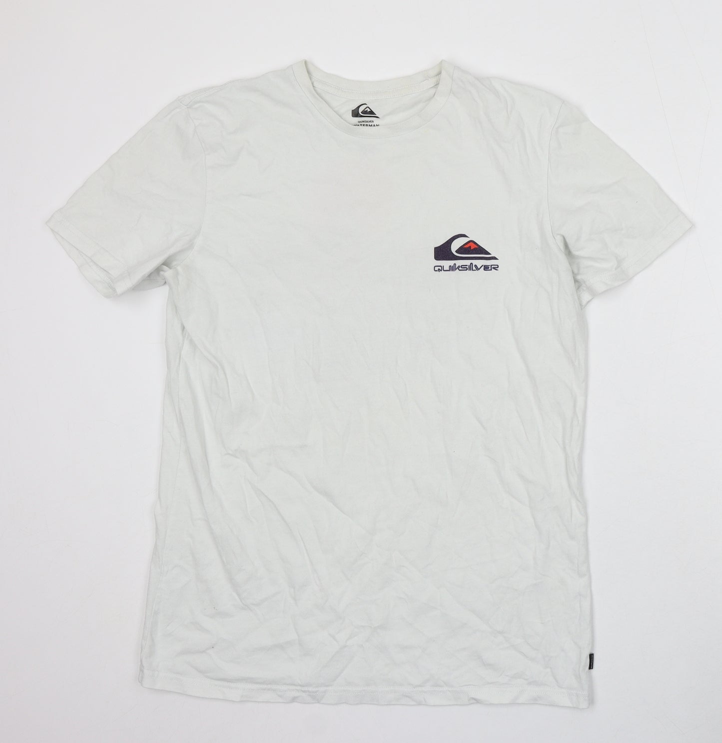 Quiksilver Mens White Cotton T-Shirt Size L Round Neck