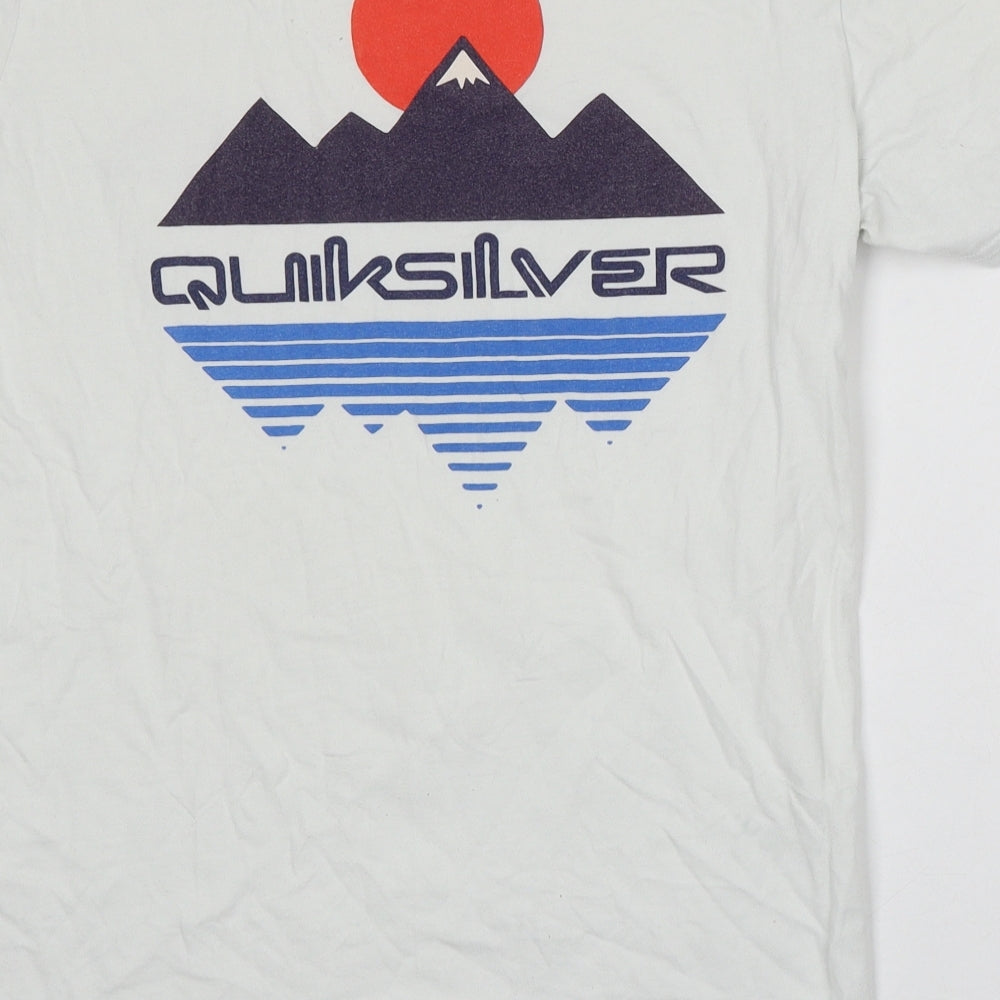 Quiksilver Mens White Cotton T-Shirt Size L Round Neck