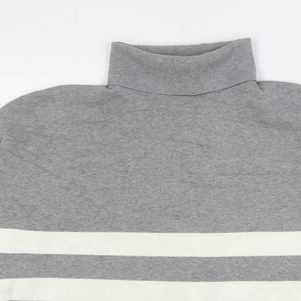 New Look Womens Grey Roll Neck Striped Viscose Pullover Jumper Size M