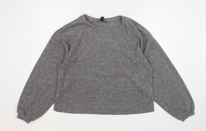 New Look Womens Grey Polyester Pullover Sweatshirt Size M Pullover