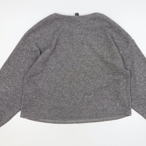 New Look Womens Grey Polyester Pullover Sweatshirt Size M Pullover