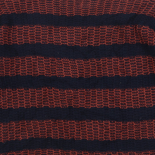Papaya Womens Brown Round Neck Striped Acrylic Pullover Jumper Size M
