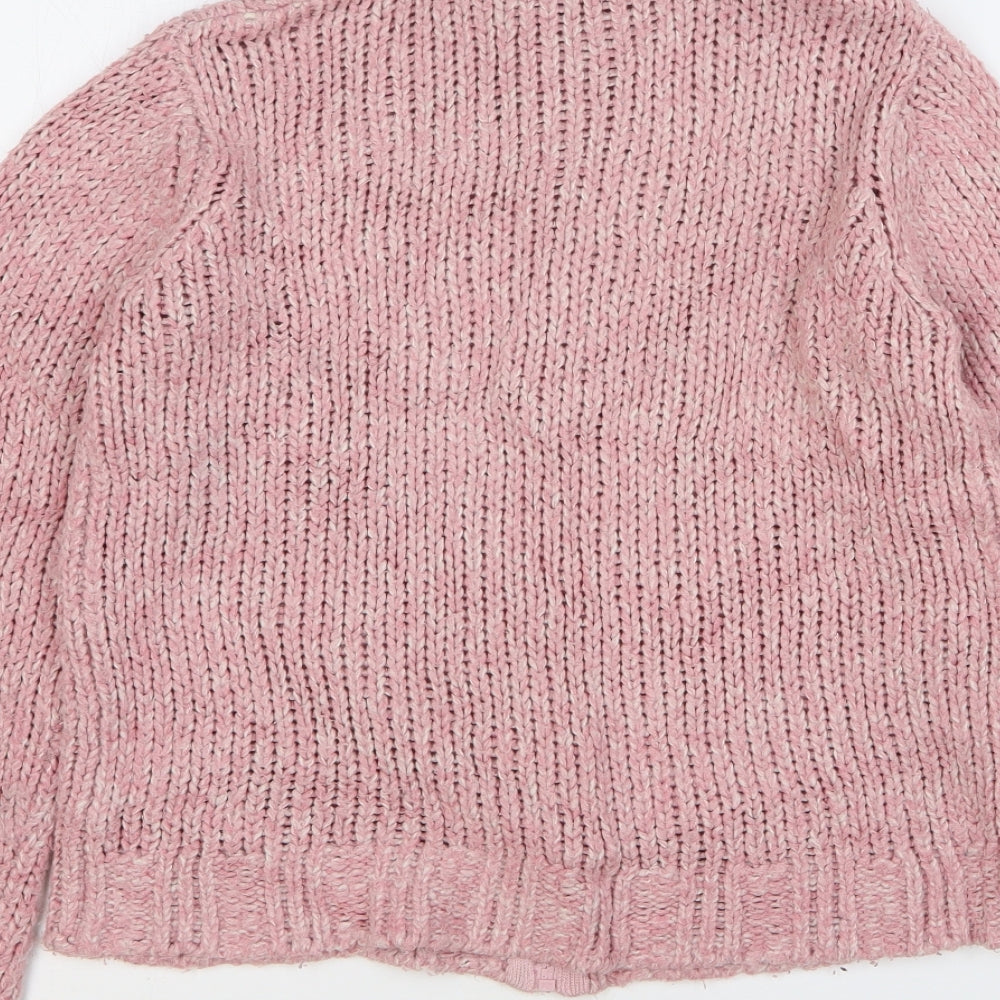 Topshop Womens Pink Acrylic Full Zip Sweatshirt Size 10 Zip