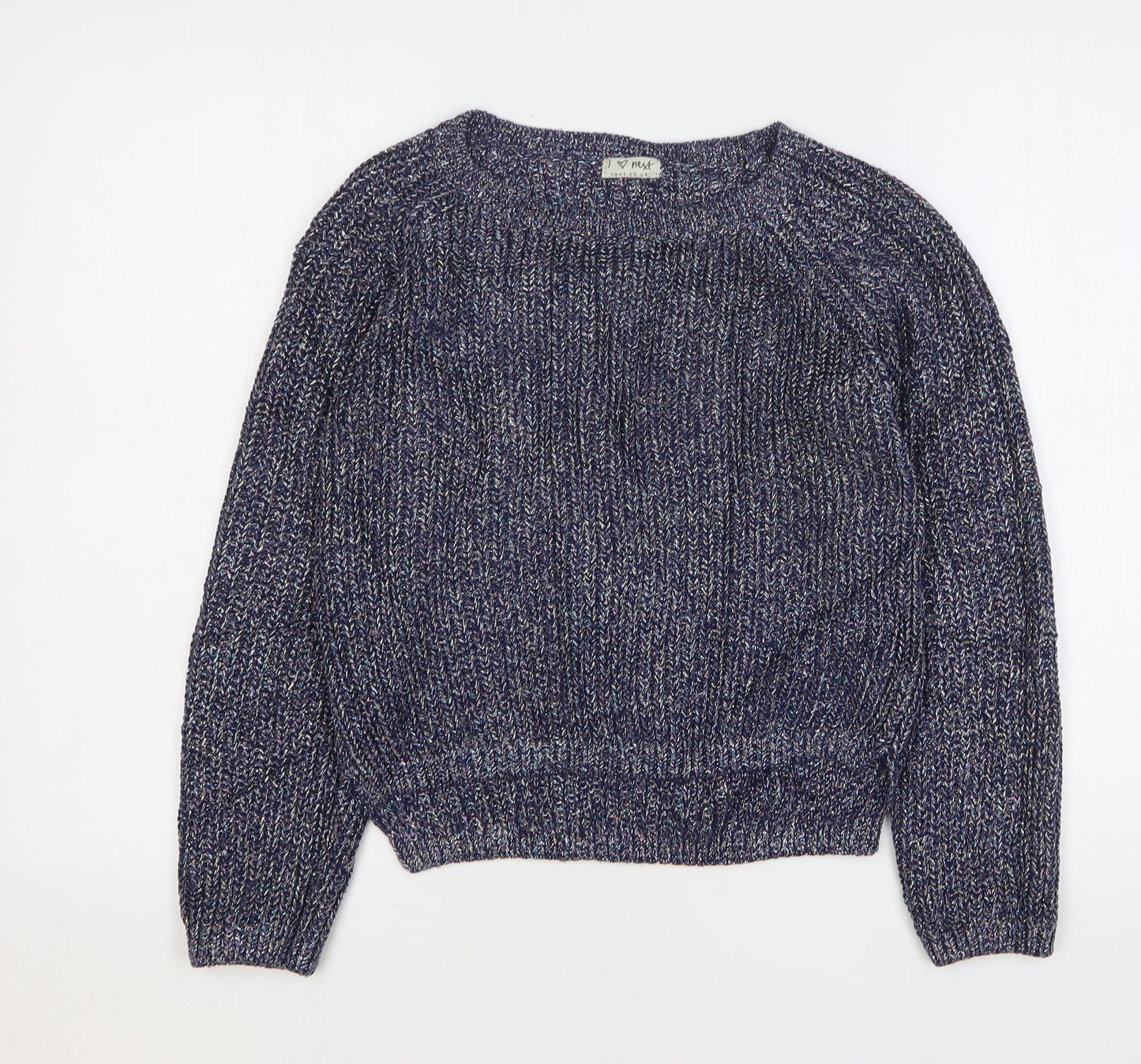 NEXT Girls Blue Round Neck Cotton Pullover Jumper Size 12 Years Pullover
