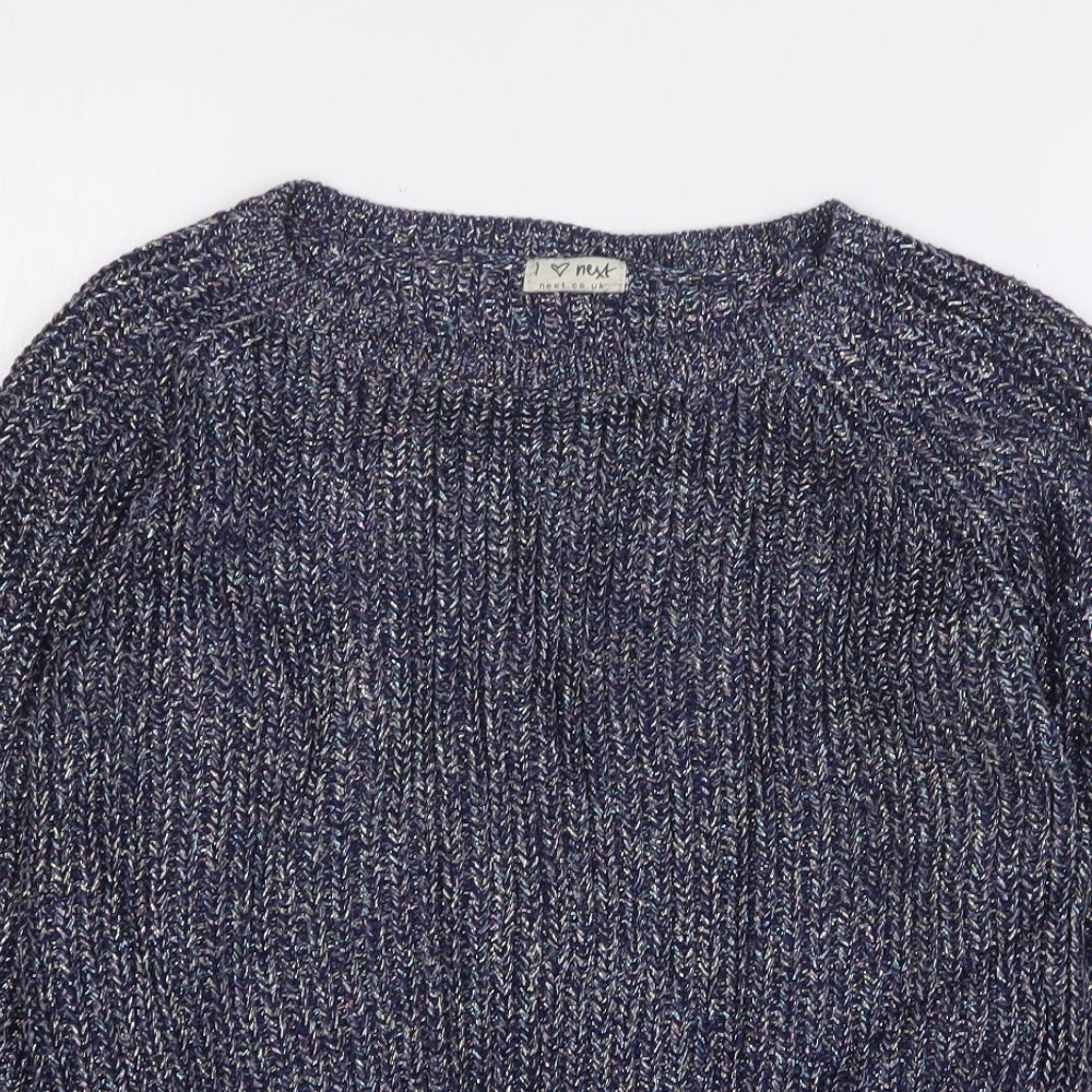 NEXT Girls Blue Round Neck Cotton Pullover Jumper Size 12 Years Pullover