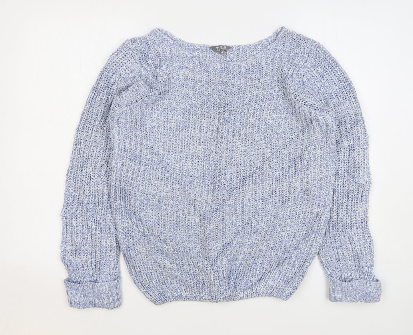 Fluid Womens Blue Round Neck Acrylic Pullover Jumper Size 12