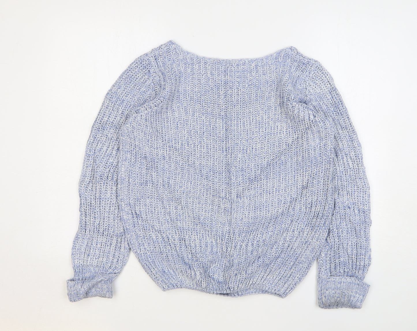 Fluid Womens Blue Round Neck Acrylic Pullover Jumper Size 12