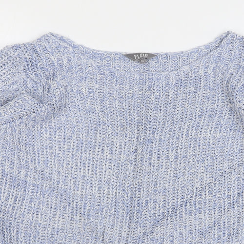 Fluid Womens Blue Round Neck Acrylic Pullover Jumper Size 12