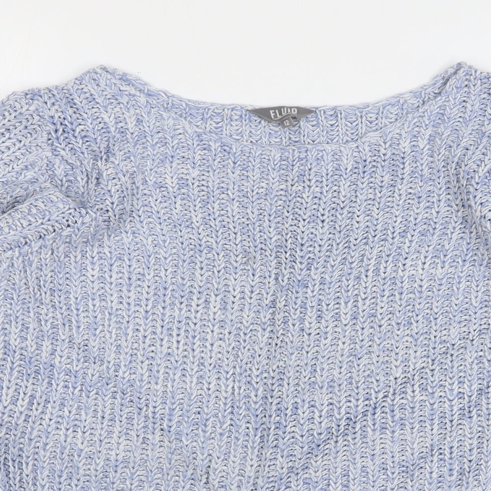 Fluid Womens Blue Round Neck Acrylic Pullover Jumper Size 12