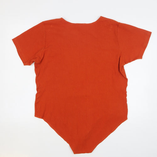 essence Womens Orange Cotton Bodysuit One-Piece Size 26 Snap